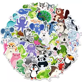 100 Children S Cute Little Animals Graffiti Stickers Easy To Tear With Small Handle Cartoon Diy Baby Stickers