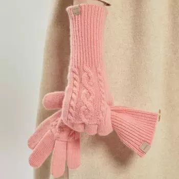 100% чистая шерсть перчатки женские зимние однотонные теплые перчатки женские Inspremium Twist сенсорные перчатки для экрана One size небесно-голубой