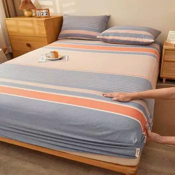 100% Cotton Bare Home Fitted Bottom Sheet- Pure Cotton Bedspread Color Plaid Bed Cover, Extra Soft Comfy Sheets Set ,Durable and Long Lasting 150x200cm pair of pillowcases