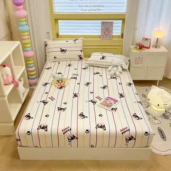 100% Cotton Bed Sheets Breathable Fitted Sheet Non-slip Bed Linen High Quality Mattress Cover roupa de cama (No Pillowcase) Single 90x200cm 1pc