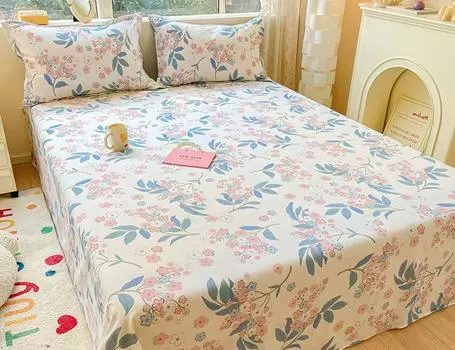 100% Cotton Bed Sheets Flower Printed Flat Sheet Cover Plaid Lattice Bedspreads Home Textile Without Pillowcase 1PCS 120x230cm