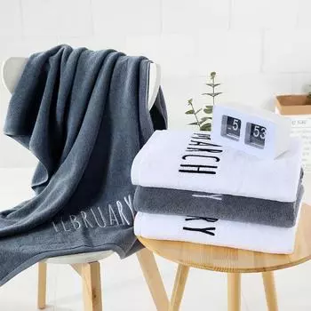 100% Cotton Face Towel 12 Month Letters Embroidery Bathroom Home Hotel Modern Towels for Adults Kids 35x75cm 140g Toalla de cara 1pcs 35x75cm