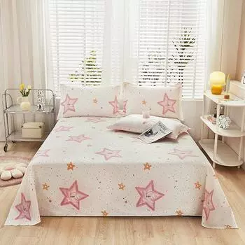 100% Cotton New Printed Cartoon Bed Sheet King Size Bed Cover Beautiful Cheap Three Piece Set Full Bed Sheet with Pillowcases 120x230cm 3pcs