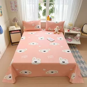 100% Cotton Thickened Bed Sheet 1pc Plant Flowers Printed Single Double Top King Sheets Pure Cotton Single Size Kids Bed Linen 120x240cm 1pc