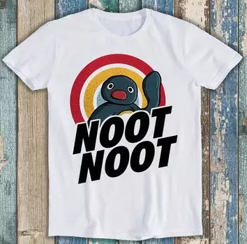 100% cotton TOPS UNISEX TEES MENS WOMENS Noot Noot Pingu Rainbow Cartoon Anime Manga Funny Gift Tee T Shirt S белый