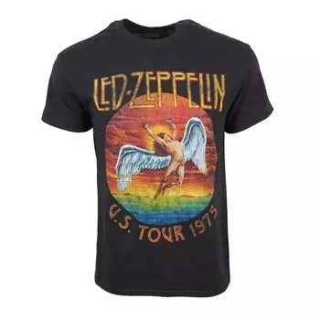 100% cotton TOPS UNISEX TEES MENS WOMENS LED ZEPPELIN MENS 1975 US TOUR T SHIRT, Unisex T Shirt, Gift For Fan S чёрный