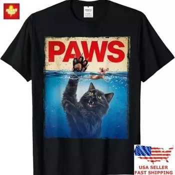 100% cotton TOPS UNISEX TEES MENS WOMENS Trending Paws Parody Black Cat Chasing a Cute Scared Mouse Top Kitten T-Shirt L чёрный