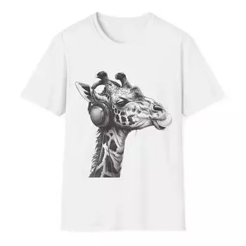 100% cotton TOPS UNISEX TEES MENS WOMENS Gum Chewing Giraffe, Mens Graphic Tee, Giraffe T shirt, Gift for Him L белый