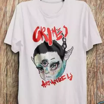 100% cotton TOPS UNISEX TEES MENS WOMENS Grimes Art Angels T-Shirt, Tour, Music Shirt, Pop Eksperimental Music S белый