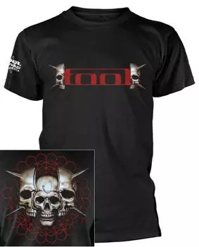 100% cotton TOPS UNISEX TEES MENS WOMENS Tool Skull Spikes Shirt T-shirt Metal Rock Band Black Tee Shirt S чёрный