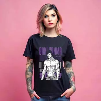 100% cotton TOPS UNISEX TEES MENS WOMENS Baki the Grappler T-Shirt Baki Hanma Manga Yujiro Hanma Baki Anime Gift Shirt334 S чёрный