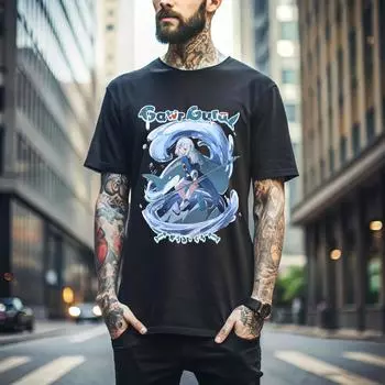 100% cotton TOPS UNISEX TEES MENS WOMENS Ganyu Genshin Impact T-shirt Anime Girl Kawaii Black Shirt Short Sleeve Gift 205 S чёрный