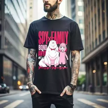 100% cotton TOPS UNISEX TEES MENS WOMENS Spy x Family T-Shirt Anime,Loid,Yor,Anya,Bond,Forger,Funny Shirt Tshirt Gift 163 L чёрный