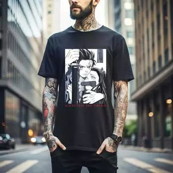 100% cotton TOPS UNISEX TEES MENS WOMENS Tanjiro And Nezuko Kamado Demon Slayer Kimetsu No Yaiba new Unisex T-Shirt 301 S