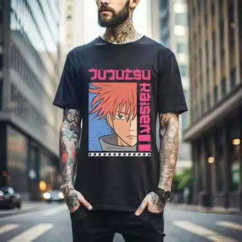 100% cotton TOPS UNISEX TEES MENS WOMENS Jujutsu Kaisen Power T-shirt Anime Manga Unisex Tshirt T-Shirt Tee All Size 191 S