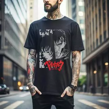 100% cotton TOPS UNISEX TEES MENS WOMENS Berserk T-Shirt, Japanese Anime Shirt, Anime Manga Shirt, Trendy Shirt Anime 234 S
