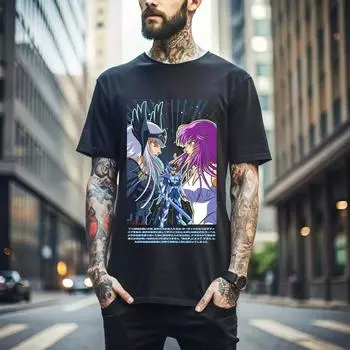 100% cotton TOPS UNISEX TEES MENS WOMENS Saint Seiya T-shirt knights Of the Zodiac Hyoga Ikki Anime Shun Shirt Gift 356 L