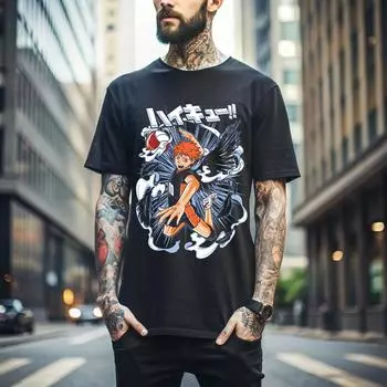 100% cotton TOPS UNISEX TEES MENS WOMENS Hinata Shoyo Manga Strip Haikyuu Haikyu Anime Unisex Gift T-Shirt ALL SIZE 061 S