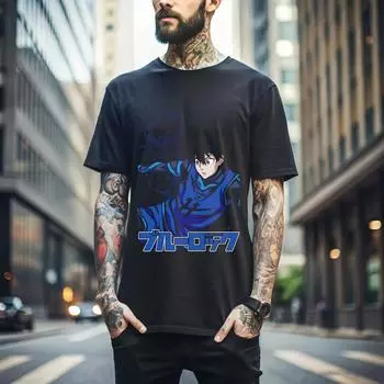 100% cotton TOPS UNISEX TEES MENS WOMENS Meguru Bachira T-shirt Blue lock Kunigami,Rin Itoshi,Nagi Anime Manga Gift 176 4XL