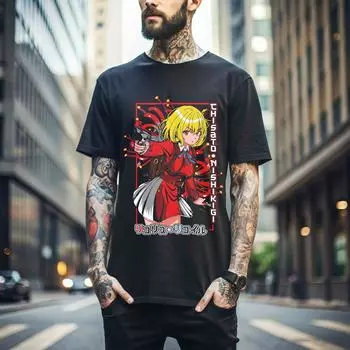 100% cotton TOPS UNISEX TEES MENS WOMENS Lycoris Recoil Shirt Chisato Nishikigi Anime Manga Cosplay Graphic T-Shirt 505 4XL