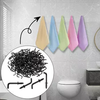 100 Count Black Carbon Steel L Hooks for Organizing M3.4x40mm