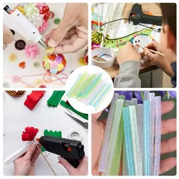 100 цветных мини-клеевых стержней 7x100 мм для поделок и быстрого ремонта, школьные канцелярские принадлежности разных цветов синий