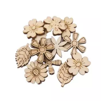 100 деревянных деталей деревянные пуговицы полено цветные цветы листья скрапбукинг незаконченные украшения цветочные искусства и поделки для самостоятельного изготовления
