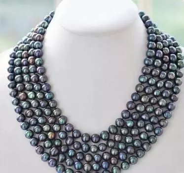 100-дюймовое потрясающее ожерелье из натурального пресноводного зеленого павлина диаметром 6-7 мм с многоцветным жемчугом