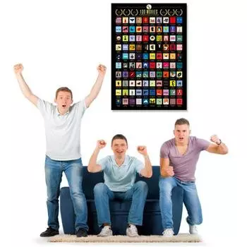 100 фильмов, скретч-постеры, обои для украшения стен для любителей кино