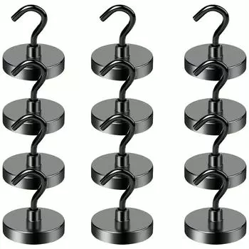 100 фунтов черный магнитный крючок сверхпрочные прочные неодимовые магнитные крючки, магнитные крючки для холодильника, магнит с крючками для штор D32