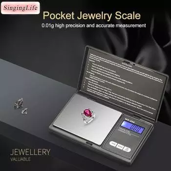 100 г 1000 г x 0,01 г Высокоточные цифровые кухонные весы Ювелирные золотые балансировочные весы грамм ЖК-дисплей карманные электронные весы для взвешивания 500g-0.1g чёрный