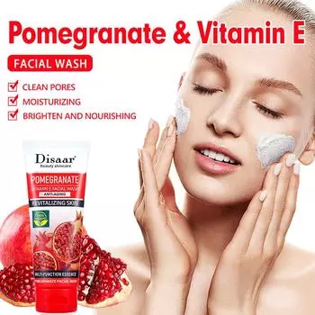 100 г Гранатовое средство для умывания лица с витамином Е, увлажняющее очищающее средство для лица, успокаивающее и питательное очищающее средство для лица, отбеливающее поры, для мужчин и женщин