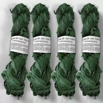 100 г переработанной пряжи из шелковой ленты сари, отделка для изготовления ювелирных изделий - Blue Mix разноцветный
