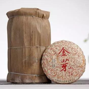 100 г сырья из Юньнани, чай для торта Пуэр, золотой бутон, маленький торт, дворец, спелый чай