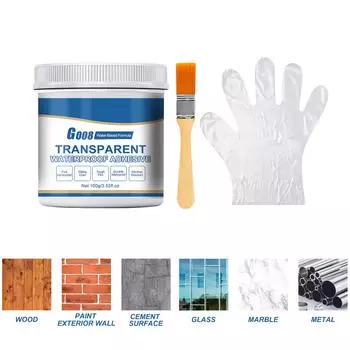 100 г водостойкого герметика для покрытия, прозрачная невидимая паста, клей с кисточкой и перчаткой, прочный клей-герметик