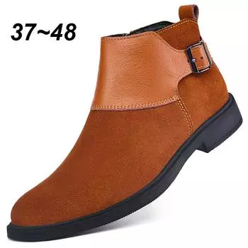 100% Genuine Leather Fall Winter Designer Luxury Dress Office Shoes for Men Casual Chelsea Boots Ankle Boots Footwear Size 37-48 37
