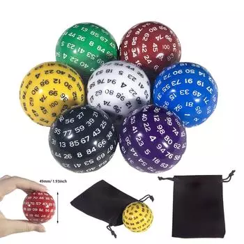 100 гранных акриловых кубиков D100 с сумкой для настольной ролевой игры в баре и клубе, настольная игра, аксессуары для настольных игр black blue