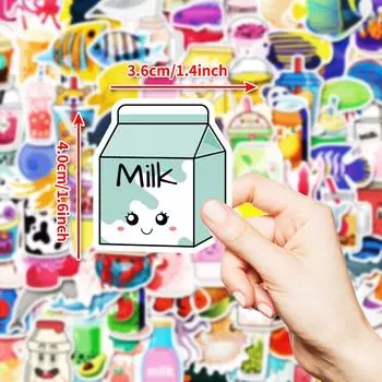 100 Hand-Painted Drink Graffiti Stickers Milk Soda Non-Repeating Pp Waterproof Stickers Hot