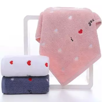 100% хлопок 3 цвета полотенце для лица персиковое сердце любовные буквы вышивка полотенце для волос в ванной современный для взрослых детей Toalla De Cara 35X75cm&1pc розовый