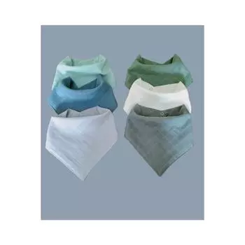 100% хлопок, 6 упаковок, муслиновые нагрудники с воротником, двухслойные, мягкие, унисекс (шарф, нагрудник)