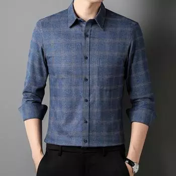 100% хлопок, фланелевые мужские рубашки для отдыха, деловая рубашка с длинным рукавом, весенне-осенняя повседневная мужская клетчатая рубашка с карманом, стандартная посадка 38