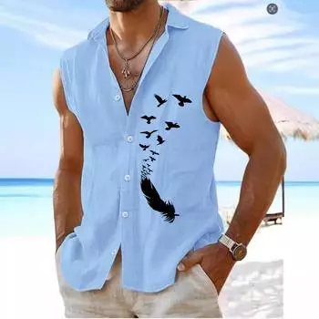 100% хлопок Liene мужские рубашки без рукавов летние пляжные модные повседневные рубашки S розовый