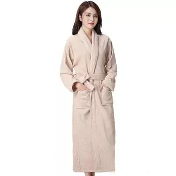 100% хлопок махровый махровый халат удлиненный для влюбленных мягкий банный халат для мужчин и женщин ночная рубашка для сна мужской повседневный домашний халат M
