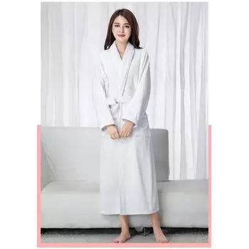 100% хлопок махровый махровый халат удлиненный для влюбленных мягкий банный халат для мужчин и женщин ночная рубашка для сна мужской повседневный домашний халат M