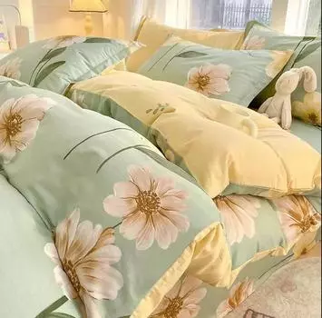 100% хлопок мультяшный цветочный комплект постельного белья пододеяльник + 2 наволочки детский женский двухместный односпальный XL двуспальный двуспальный двуспальный полноразмерный постельное белье EU-Sigle135x200 3pcs