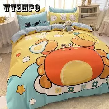 100% хлопок мультяшный пододеяльник мальчик девочка милые покрывала для детей студенческое общежитие высокое качество удобный принт пододеяльник 200*230cm