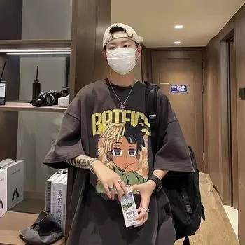 100% хлопок, мужская футболка с половиной рукавов в американском стиле, свободная трендовая мужская футболка с короткими рукавами большого размера, мужская футболка с рукавами пять четвертей 2XL темно-серого