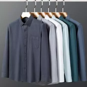 100% хлопок, начес, ткань с длинным рукавом, мужские однотонные рубашки, удобные, осенне-весенние, деловые, офисные, мужские топы 39