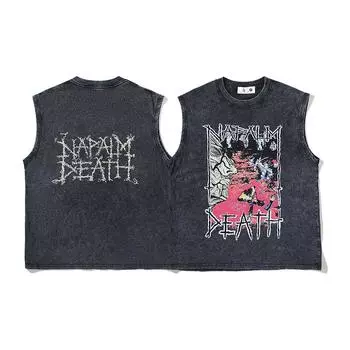 100% Хлопок Napalm Death Блокбастер Хай-стрит Темный Готический Выстиранный Винтажный Майка Футболка S