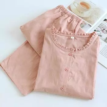 100% хлопок осень/зима женские пижамы с длинными рукавами брюки женские пижамы с вышивкой цветов женская домашняя одежда домашний сервис сон M